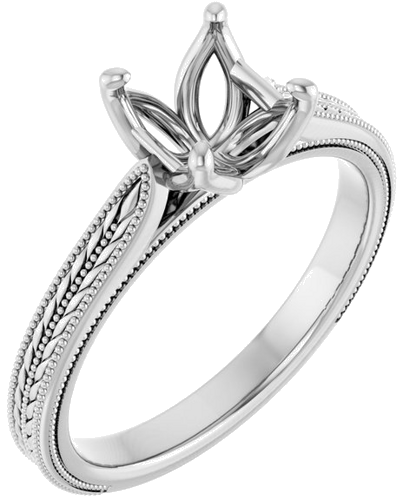 Sužadėtuvių Žiedas „Solitaire“ 14k white gold Asscher 6mm (1)
