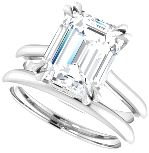 14K White 10x8 mm Emerald Solitaire Engagement Ring Mounting (10)