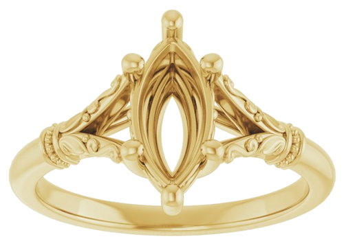 Sužadėtuvių Žiedas „Split Shank“ 585 Geltonojo Aukso Marquise 10mm x 5mm (3)