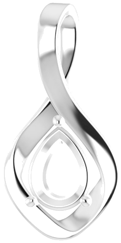 14K White  8x6 mm Pear Pendant Mounting (1)