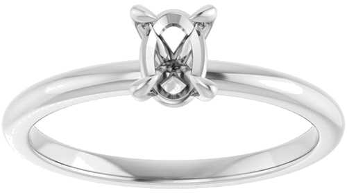 14K White  6x4 mm Oval Solitaire Engagement Ring Mounting (3)