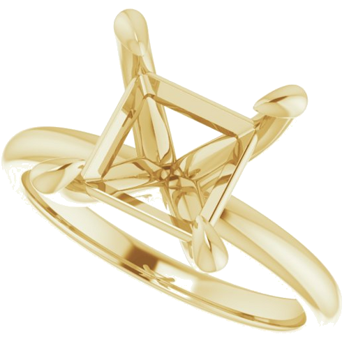 14K Yellow  8x8 mm Square Solitaire Engagement Ring Mounting (5)