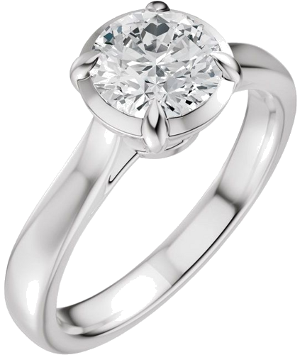 Sužadėtuvių Žiedas „Claw-Prong Solitaire Bezel-Style“ 14k white gold Round 8mm (1)