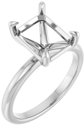 14K White 10x8 mm Emerald Solitaire Engagement Ring Mounting (1)