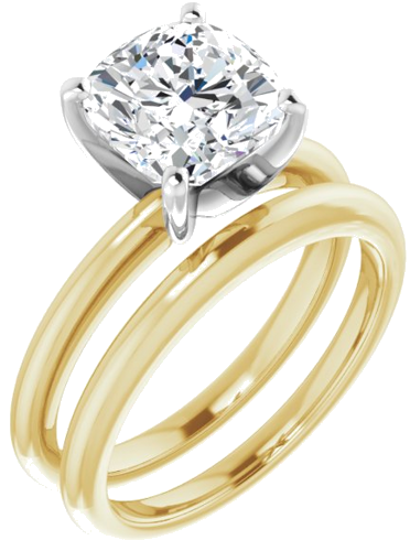 14K Yellow   White  8x8 mm Cushion Solitaire Engagement Ring Mounting (6)