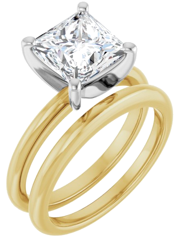 Sužadėtuvių Žiedas 14k yellow/white gold Square 7.5mm (6)