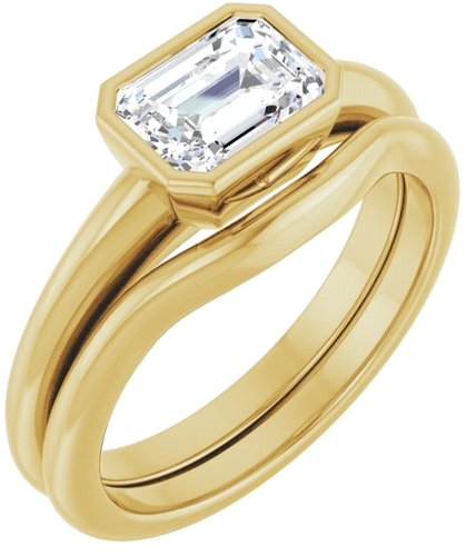 Sužadėtuvių Žiedas „Bezel-Set Solitaire“ 14k yellow gold Emerald 7mm x 5mm (6)