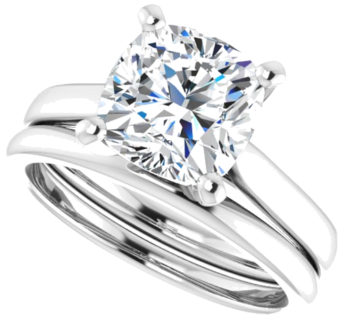 14K White 8 mm Cushion Engagement Ring Mounting (10)