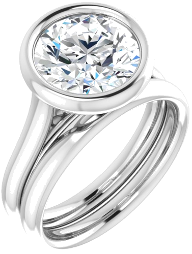 Sužadėtuvių Žiedas „Bezel-Set Solitaire“ 14k white gold Round 9.4mm (6)