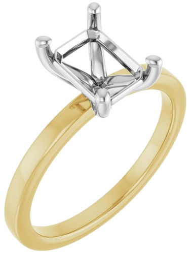 Sužadėtuvių Žiedas „Solitaire“ 14k yellow/white gold Emerald 8mm x 6mm (1)