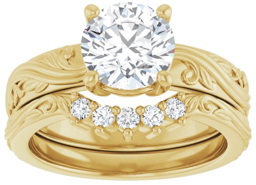 Sužadėtuvių Žiedas „Solitaire Sculptural“ 14k yellow gold Round 7.4mm (8)