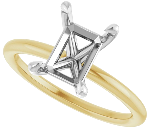Sužadėtuvių Žiedas „Claw-Prong Solitaire“ 14k yellow/white gold Emerald 8.5mm x 6.5mm (5)