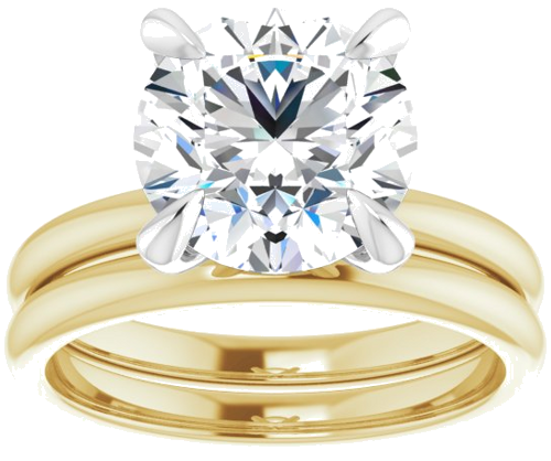 14K Yellow White 9.4 mm Round Engagement Ring Mounting (8)