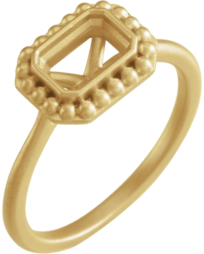 Sužadėtuvių Žiedas „Beaded Solitaire“ 585 Geltonojo Aukso Emerald 7mm x 5mm (1)