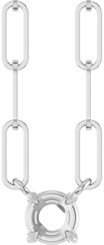 14K White 4 mm Round 4-Prong Claw 18  Necklace Mounting (1)