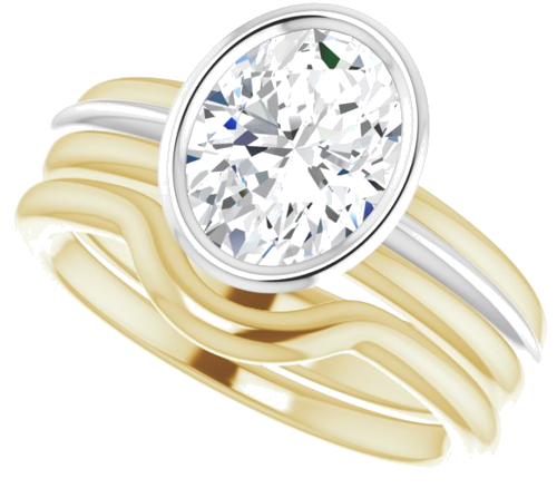 Sužadėtuvių Žiedas „Bezel-Set Solitaire“ 14k yellow/white gold Oval 9mm x 7mm (10)