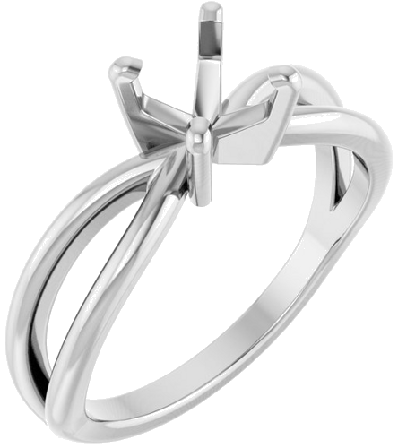 Sužadėtuvių Žiedas „Split Shank“ 585 Baltojo Aukso Round 6.5mm (1)