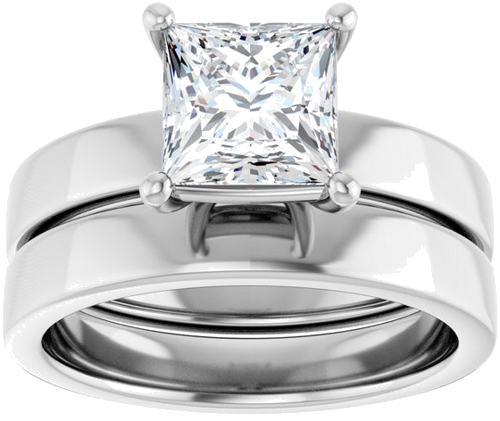 Sužadėtuvių Žiedas „Solitaire“ 14k white gold Square 6.5mm (8)