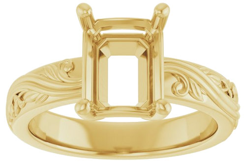 Sužadėtuvių Žiedas „Solitaire Sculptural“ 14k yellow gold Emerald 9mm x 7mm (3)