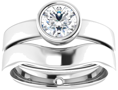 Sužadėtuvių Žiedas „Bezel-Set Solitaire“ 14k white gold Round 5.8mm (8)