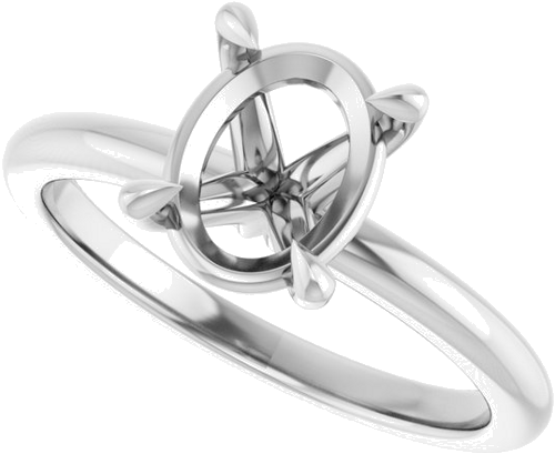 Platinum 9x7 mm Oval Solitaire Engagement Ring Mounting (5)