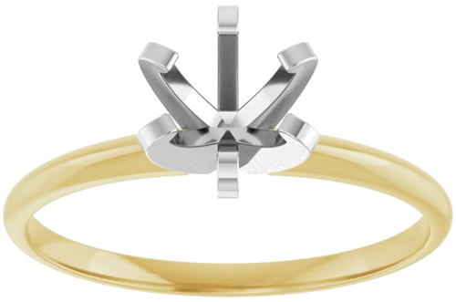 14K Yellow White 5.7-6.0 mm Round 6-Prong Solitaire Engagement Ring Mounting (3)