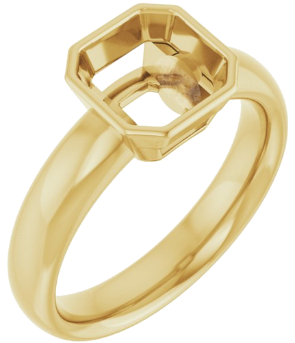Sužadėtuvių Žiedas „Bezel-Set Solitaire“ 14k yellow gold Asscher 7mm (1)