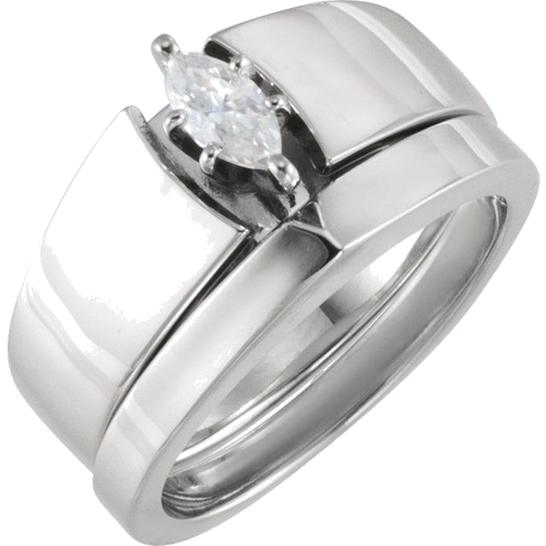 Sužadėtuvių Žiedas „V-End Solitaire“ 585 Baltojo Aukso Marquise 6mm x 3mm (5)