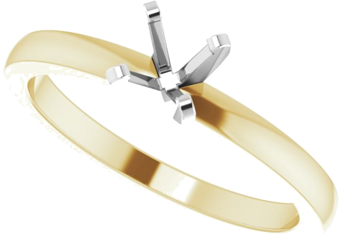 Sužadėtuvių Žiedas „Solitaire“ 585 Baltojo Ir Geltonojo Aukso Round 4.6mm (5)