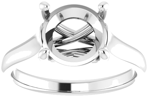 14K White 9 mm Round Solitaire Engagement Ring Mounting (3)
