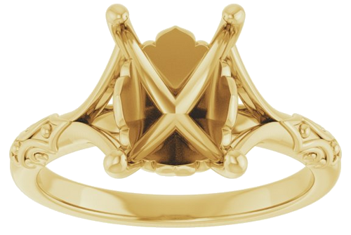 Sužadėtuvių Žiedas „Solitaire Sculptural“ 14k yellow gold Emerald 9mm x 7mm (3)