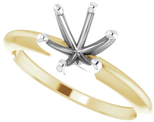 14K Yellow   White 6.6-7.2 mm Round 6-Prong Comfort-Fit Solitaire Ring Mounting (5)