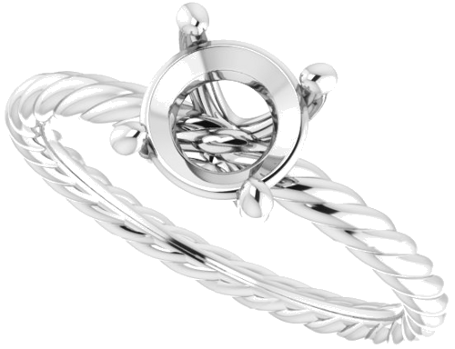 Sužadėtuvių Žiedas „Solitaire Rope“ 14k white gold Round 6.5mm (5)