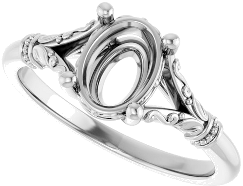 Platinum 8x6 mm Oval Solitaire Engagement Ring Mounting (5)