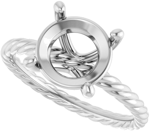 Sužadėtuvių Žiedas „Solitaire Rope“ 14k white gold Round 9.4mm (5)