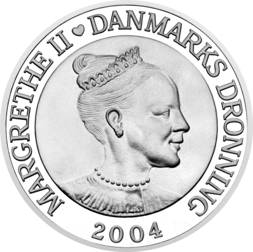 200 крони Сватбата на престолонаследника 2004 Кралство Дания сребърна монета (2)