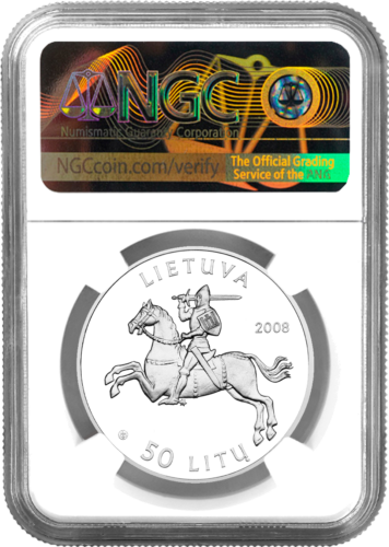 2008 Каунасский замок Литва 50 литов серебряная монета PF 70 ULTRA CAMEO (2)