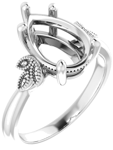 Sužadėtuvių Žiedas „Solitaire“ 14k white gold Pear 12mm x 8mm (1)