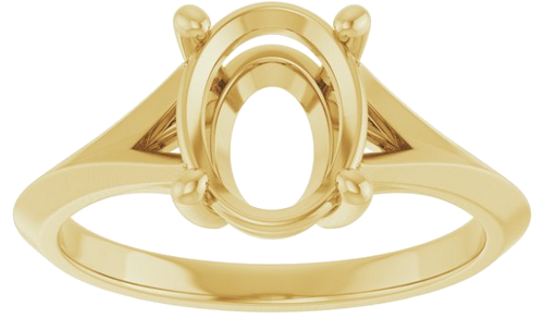 Sužadėtuvių Žiedas „Solitaire Split Shank“ 10k yellow gold Oval 9mm x 7mm (3)