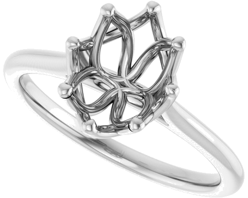Sužadėtuvių Žiedas „Solitaire“ 14k white gold Oval 9mm x 7mm (5)