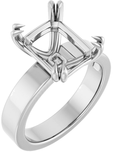 Sužadėtuvių Žiedas „Double Claw-Prong Solitaire“ 14k white gold Emerald 11mm x 9mm (1)