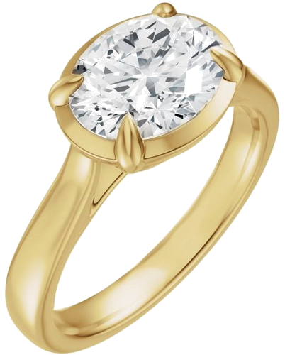 Sužadėtuvių Žiedas „Claw-Prong Solitaire Bezel-Style“ 14k yellow gold Oval 11mm x 9mm (1)