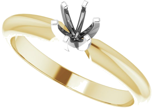 14K Yellow   White 4-4.1 mm Round 6-Prong Solitaire Ring Mounting (5)