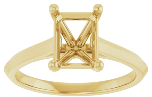 14K Yellow 8x6 mm Emerald Solitaire Engagement Ring Mounting (3)
