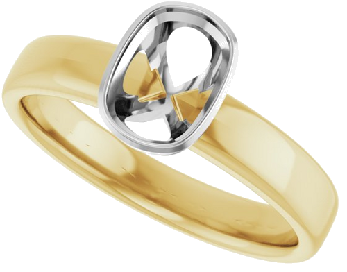 Sužadėtuvių Žiedas „Bezel-Set Solitaire“ 14k yellow/white gold Elongated Cushion 7mm x 5mm (5)