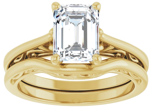 Sužadėtuvių Žiedas „Solitaire“ 14k yellow gold Emerald 8mm x 6mm (8)