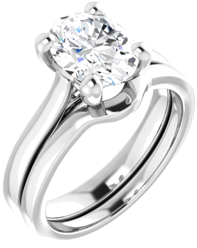 Sužadėtuvių Žiedas 14k white gold Oval 9mm x 7mm (6)