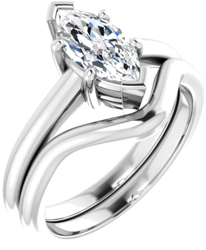 10K White 10x5 mm Marquise Solitaire Engagement Ring Mounting (6)