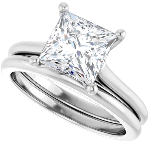 Sužadėtuvių Žiedas „Solitaire“ 585 Baltojo Aukso Square 7mm (10)