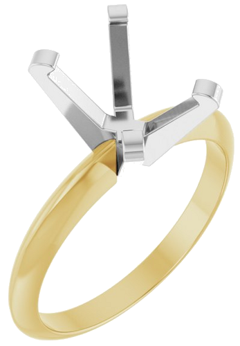 14K Yellow White 8.5x6.5 mm Emerald Solitaire Engagement Ring Mounting (1)